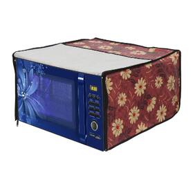 Glassiano Floral Red Printed Microwave Oven Cover for IFB 25 Litre Convection Microwave Oven (25BC4;Black +Floral Design)