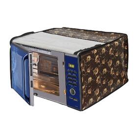 Glassiano Floral Brown Printed Microwave Oven Cover for IFB 25 Litre Convection Microwave Oven (25BC4;Black +Floral Design)
