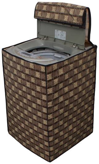 Glassiano Golden Checkered Washing Machine Cover For Mitashi WMFA580K100 Fully Automatic 5.8Kg