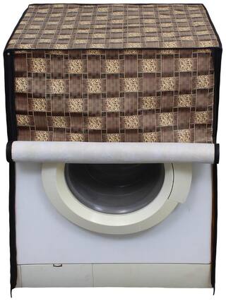 Glassiano Golden Checkered Washing Machine Cover For IFB Senorita-SX Front Load 6 kg