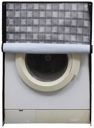Glassiano Grey Checkered Washing Machine Cover For LG F14A8RDS29 Fully Automatic Front Load 9 kg