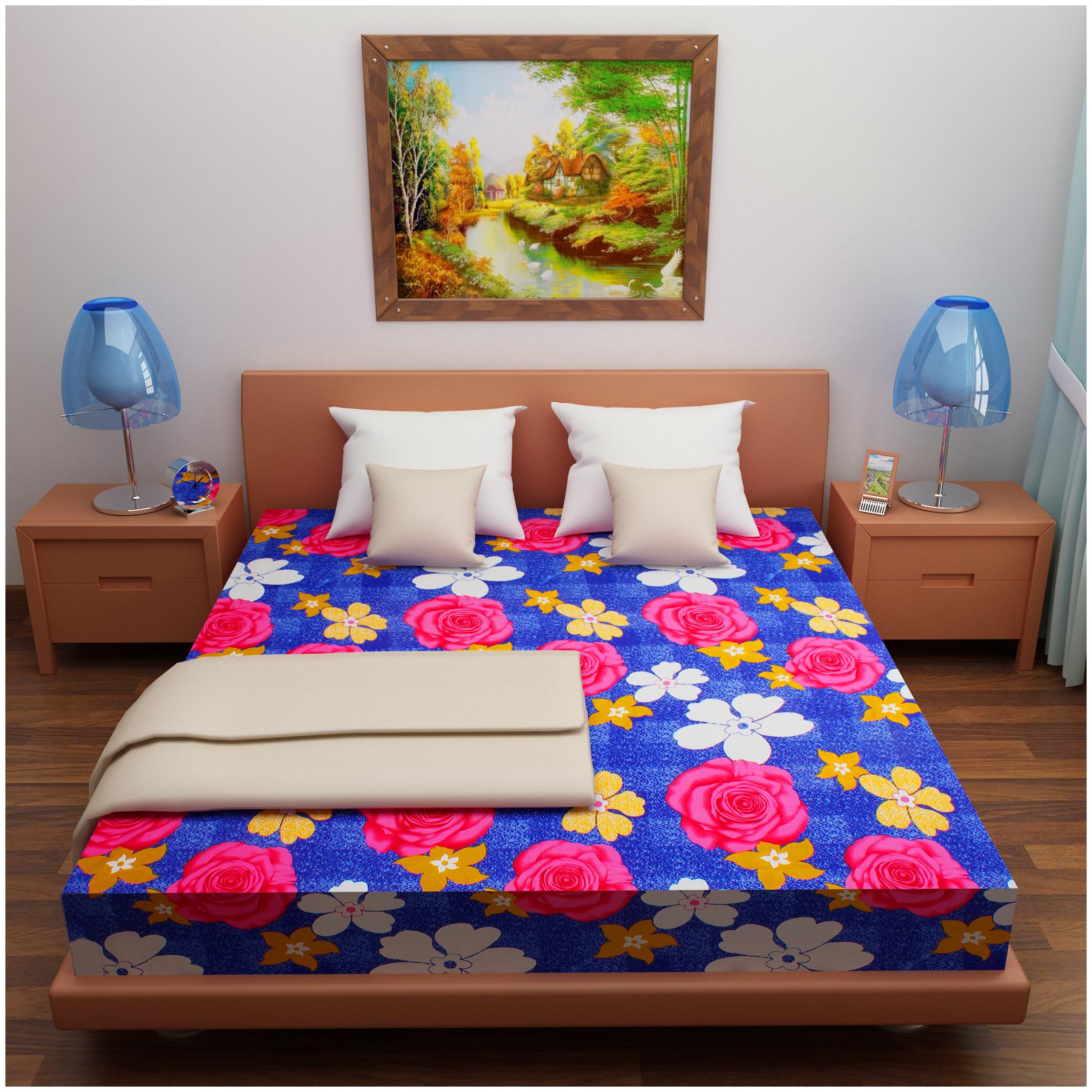

Glassiano Cotton Printed Queen Size Bedsheet ( 1 Bedsheet Without Pillow Covers Multi )