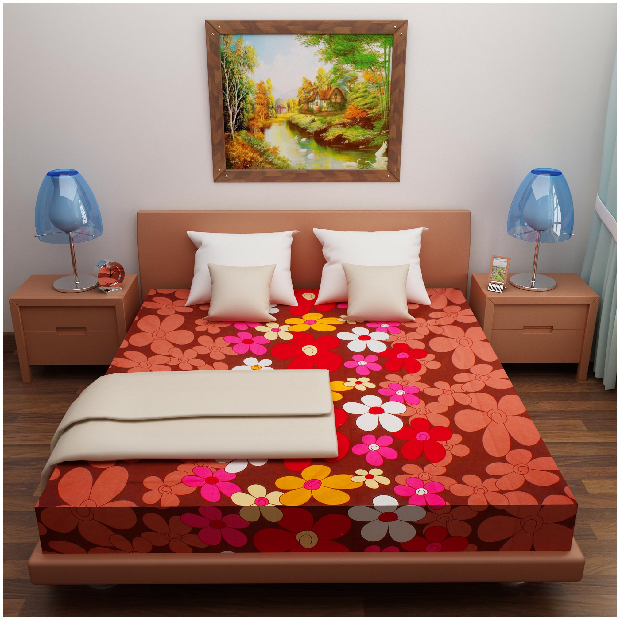 

Glassiano Cotton Floral King Size Bedsheet ( 1 Bedsheet Without Pillow Covers Multi )