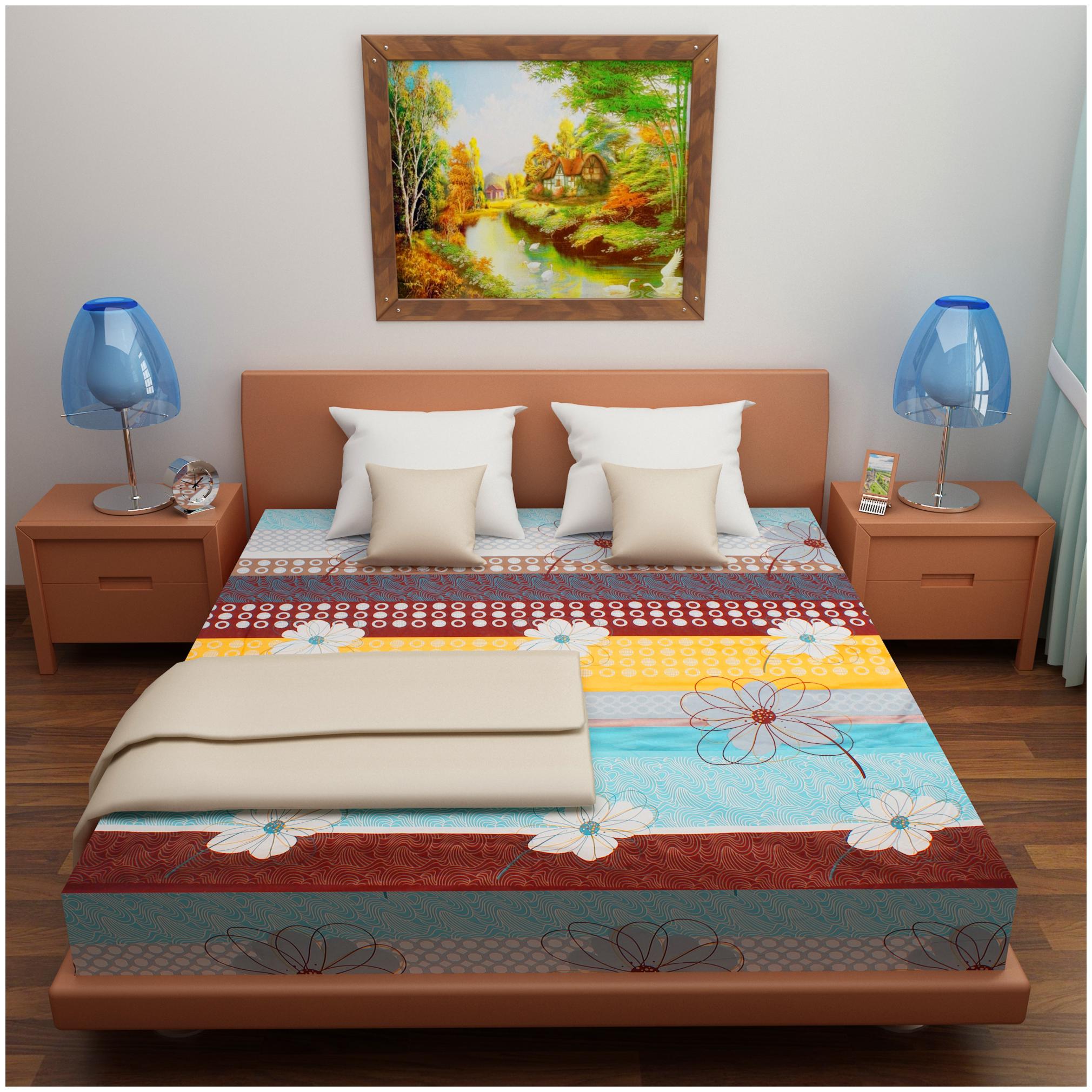 

Glassiano Cotton Printed King Size Bedsheet ( 1 Bedsheet Without Pillow Covers Multi )