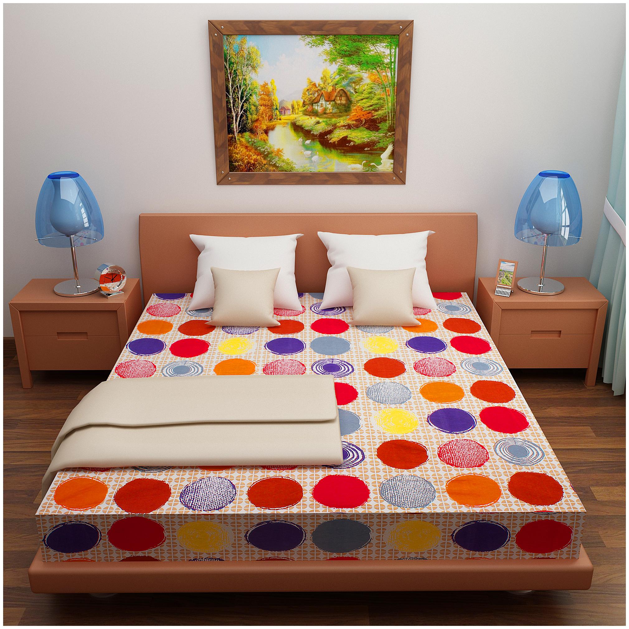 

Glassiano Cotton Printed Double Size Bedsheet ( 1 Bedsheet Without Pillow Covers Multi )