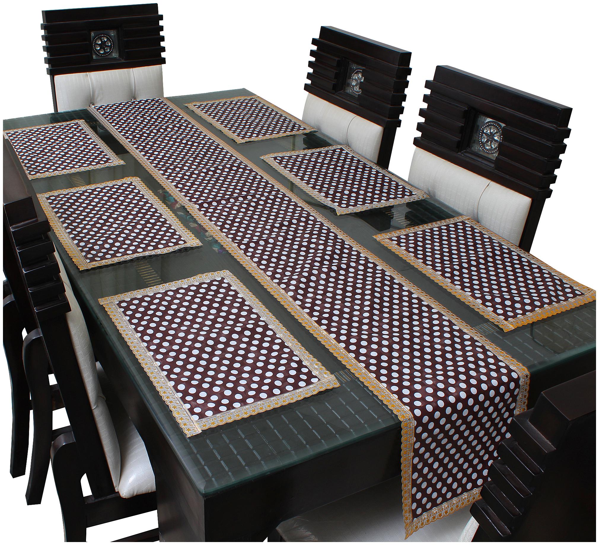 

Glassiano Pvc Printed Table Mat With Table Runners For Dining Table 6 Seater