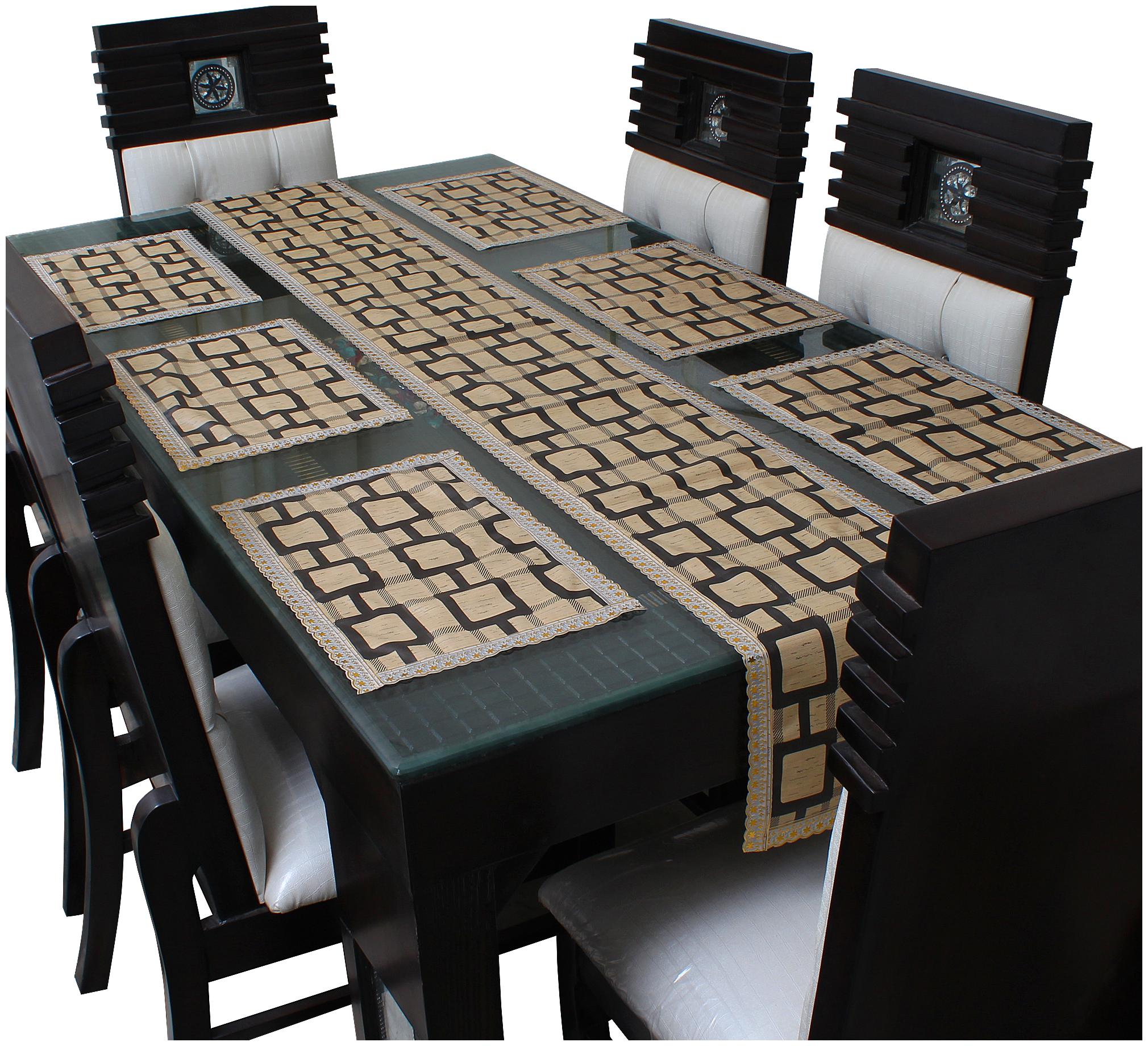 

Glassiano Pvc Printed Table Mat With Table Runners For Dining Table 6 Seater