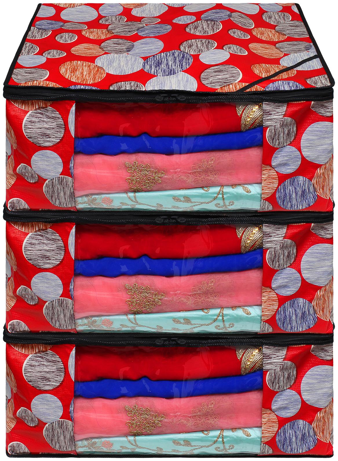 

Glassiano Saree Cover Set of 3 with Zip (16x13x8) in Inches