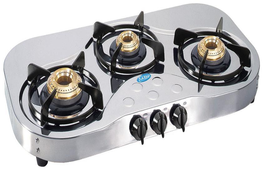 

Glen 3 Burner Regular Silver Gas Stove