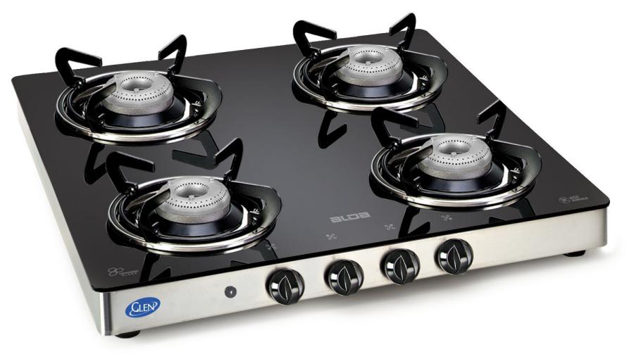 Buy Glen 4 Burners Gas Stove Black , Auto Ignition Online at Low
