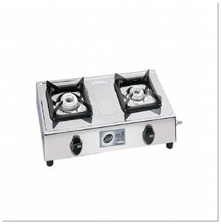 Glen 2 Burner Regular Silver Gas Stove