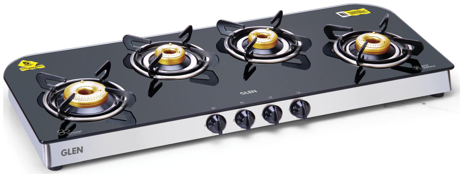 Glen 4 Burner Regular Black Gas Stove Online At Low Prices Glen 4 Burner Regular Black Gas Stove