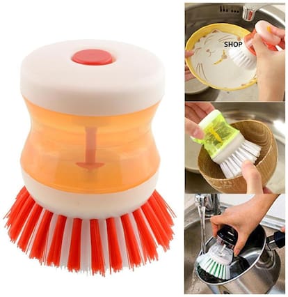 Glitter Cleaning Brush With Liquid Soap Dispenser