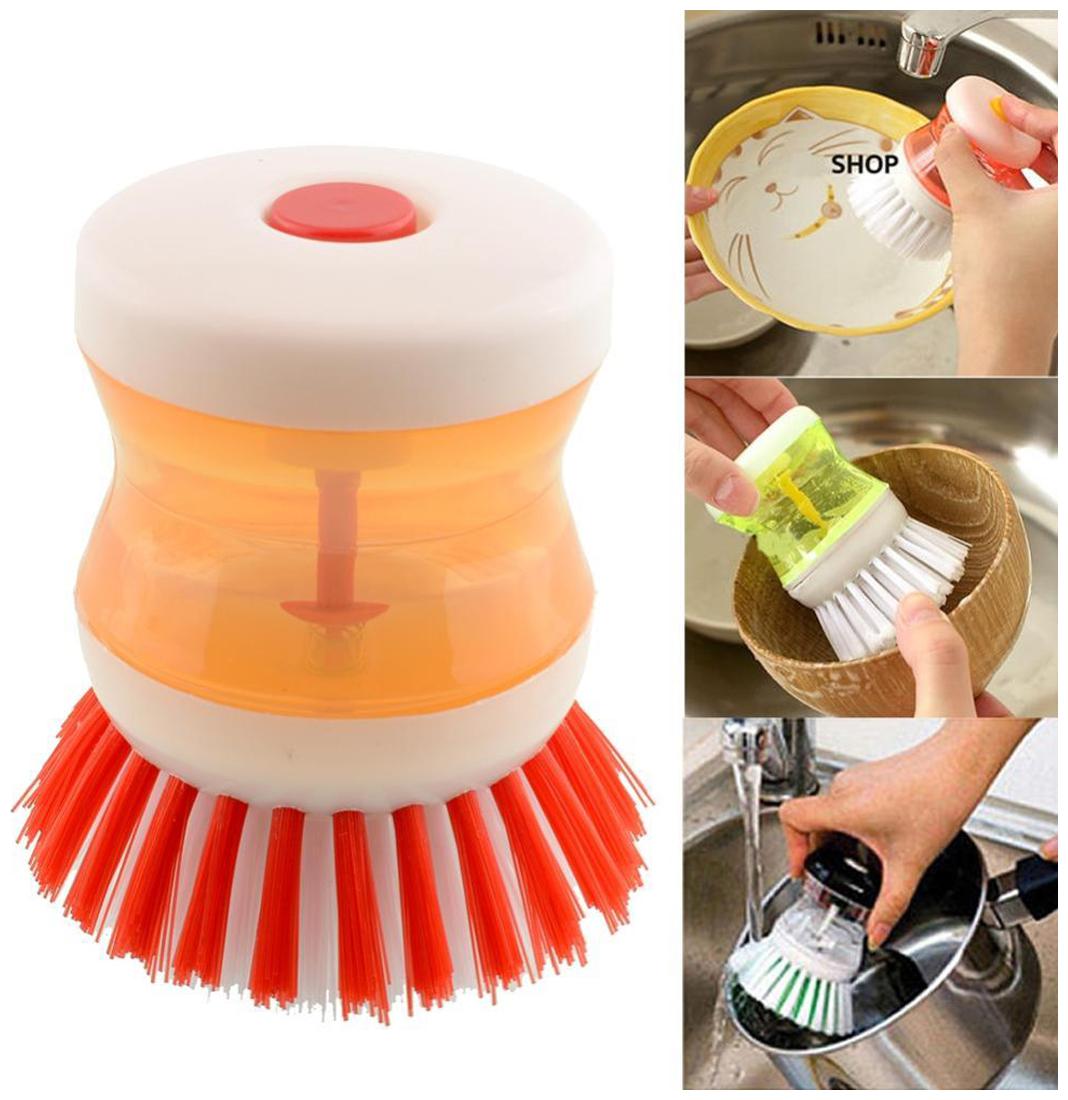 

Glitter Cleaning Brush With Liquid Soap Dispenser