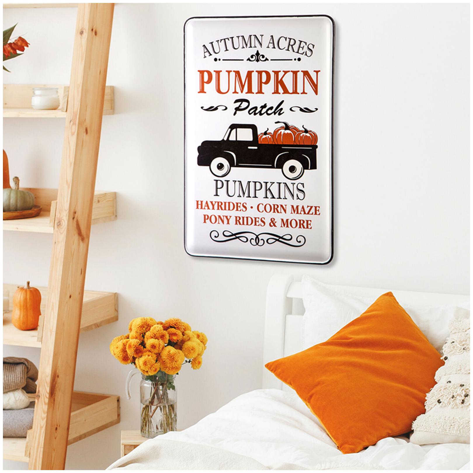 

Glitzhome Happy Fall PUMPKIN Truck Wall Hanging Sign Autumn Harvest Home Decor