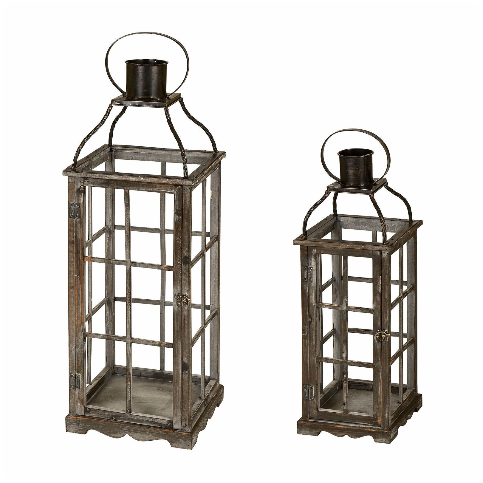 

Glitzhome Set of 2 Antique Farmhouse Country Style Candle Holder Rustic Lantern