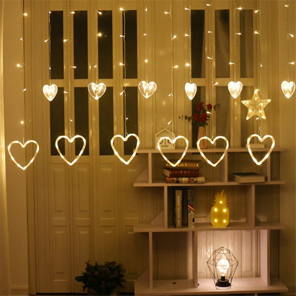 

Glowtronix 220V Heart Shape Curtain LED String Christmas Decoration Light