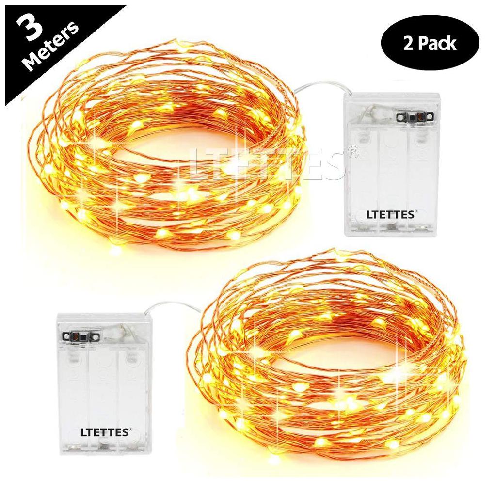 

GLOWTRONIX Battery Operated Sliver String Fairy Light Waterproof 3M 30 LED Decorative String Fairy Lights Warm White (Pack of 2)