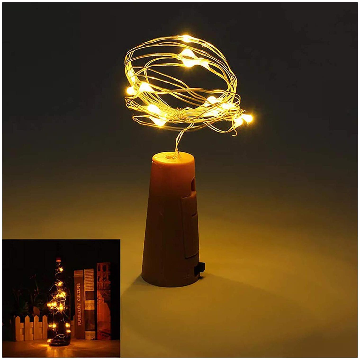 

GLOWTRONIX Copper String Light with Bottle Stopper 2m Cork Shaped Wine Bottle Lights Decoration for Alloween Christmas Holiday Party(4UNIT)