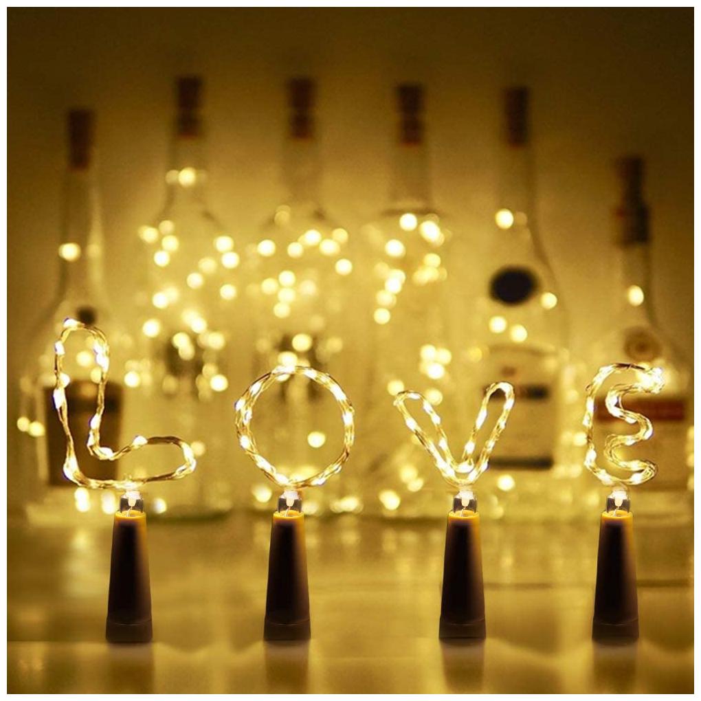 

Glowtronix Cork 6 6ft 20 LED Battery Operated Wine Bottle String Lights- Set of 4