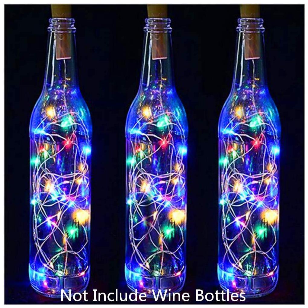 

GLOWTRONIX (IW) Wine Bottle Cork Lights 2 Metre 20 LED Multi-Color Cork Shape Silver Copper Wire LED Starry Fairy Mini String Lights