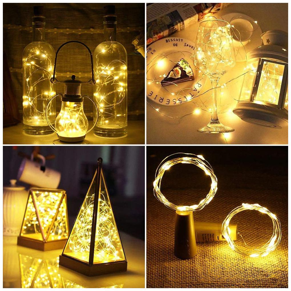 

Glowtronix (IW) Wine Bottle Cork Lights 2 Metre 20 LED Warm White Cork Shape Silver Copper Wire LED Starry Fairy Mini String Lights