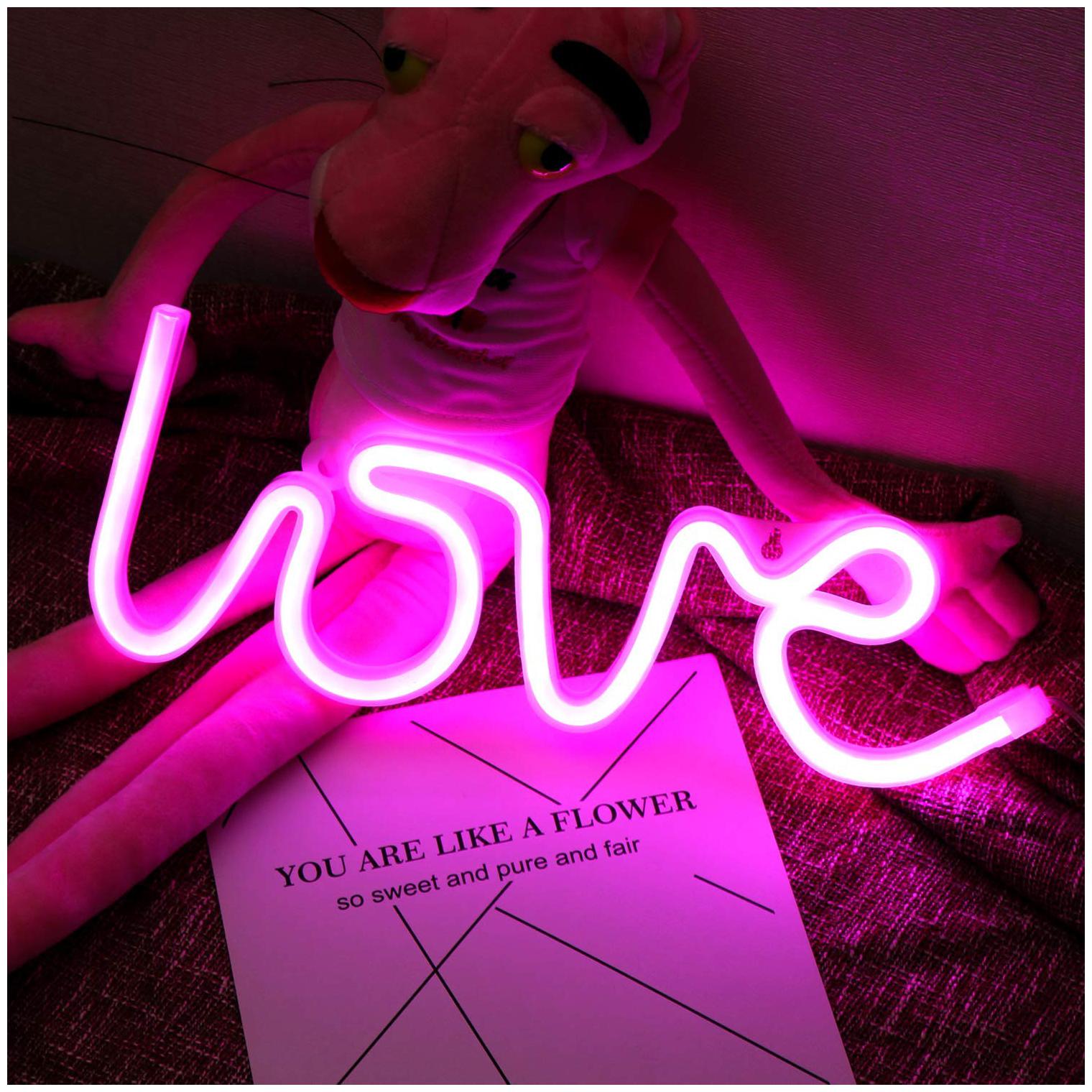

Glowtronix Love Neon Sign Light Led Shape Lighting Usb Christmas Decoration Lamp Wedding Party Room Bedroom Coffee Bar Atmosphere Light