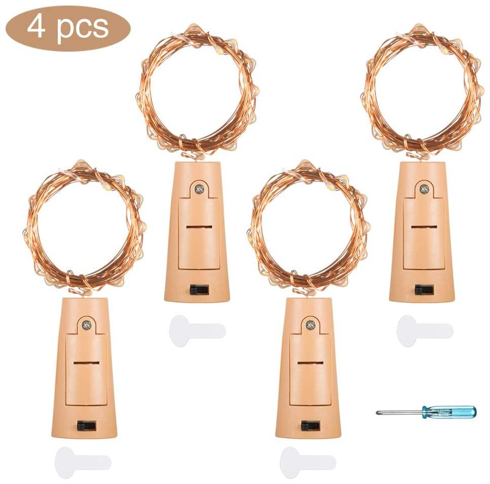 

Glowtronix Led Bottle Lights With Cork Lights With 20 Led Lights For Diy Bedroom Party Wedding Decoration(Set Of 4)