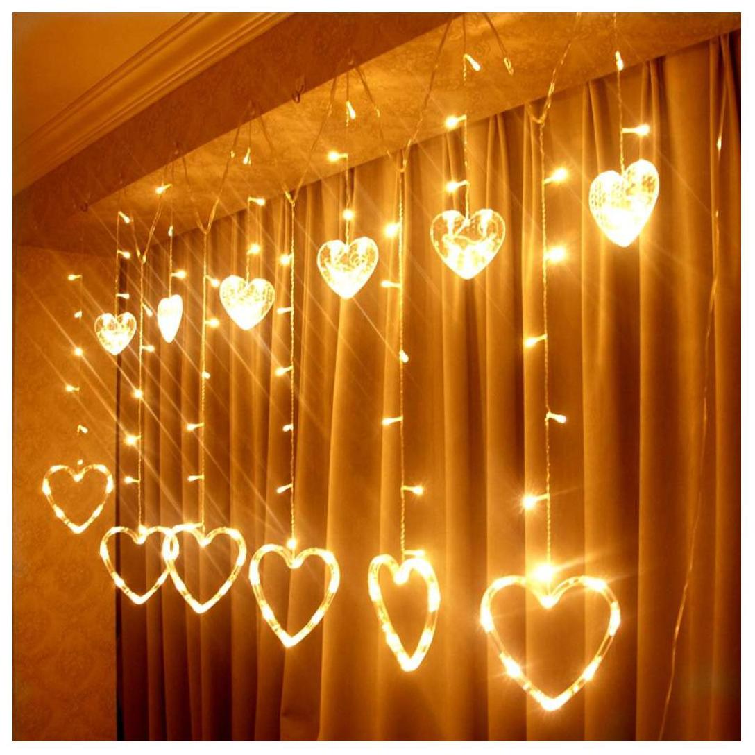 

GLOWTRONIX twinkling Heart waterfall connectable window decorative christmas wedding curtain led string fairy light led curtain light
