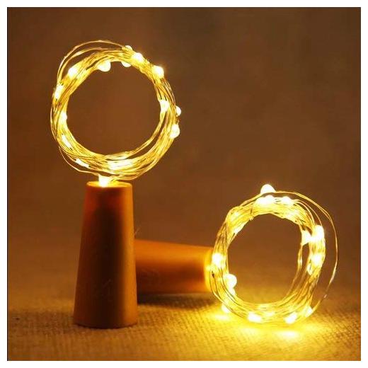 

Glowtronix Wine Bottle Lights with Cork 2 Pack Battery Operated 20 LED Silver Copper Wire Fairy String Lights for DIY Party Decor Christmas Halloween Wedding