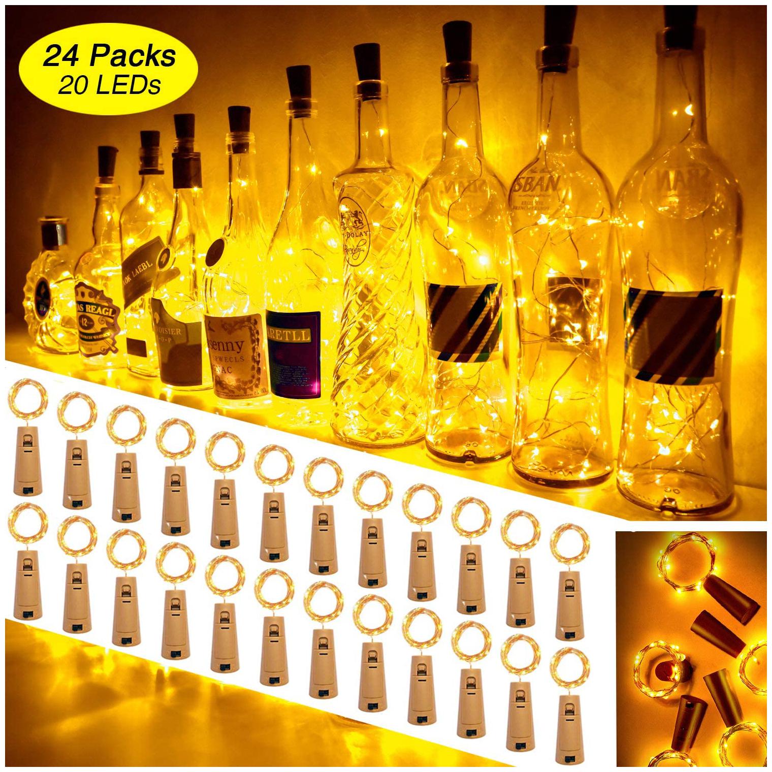 

Glowtronix Wine Bottle With Cork Lights Copper 20 Led For Diy Party Table Christmas Halloween Wedding Decoration (Set Of 24)
