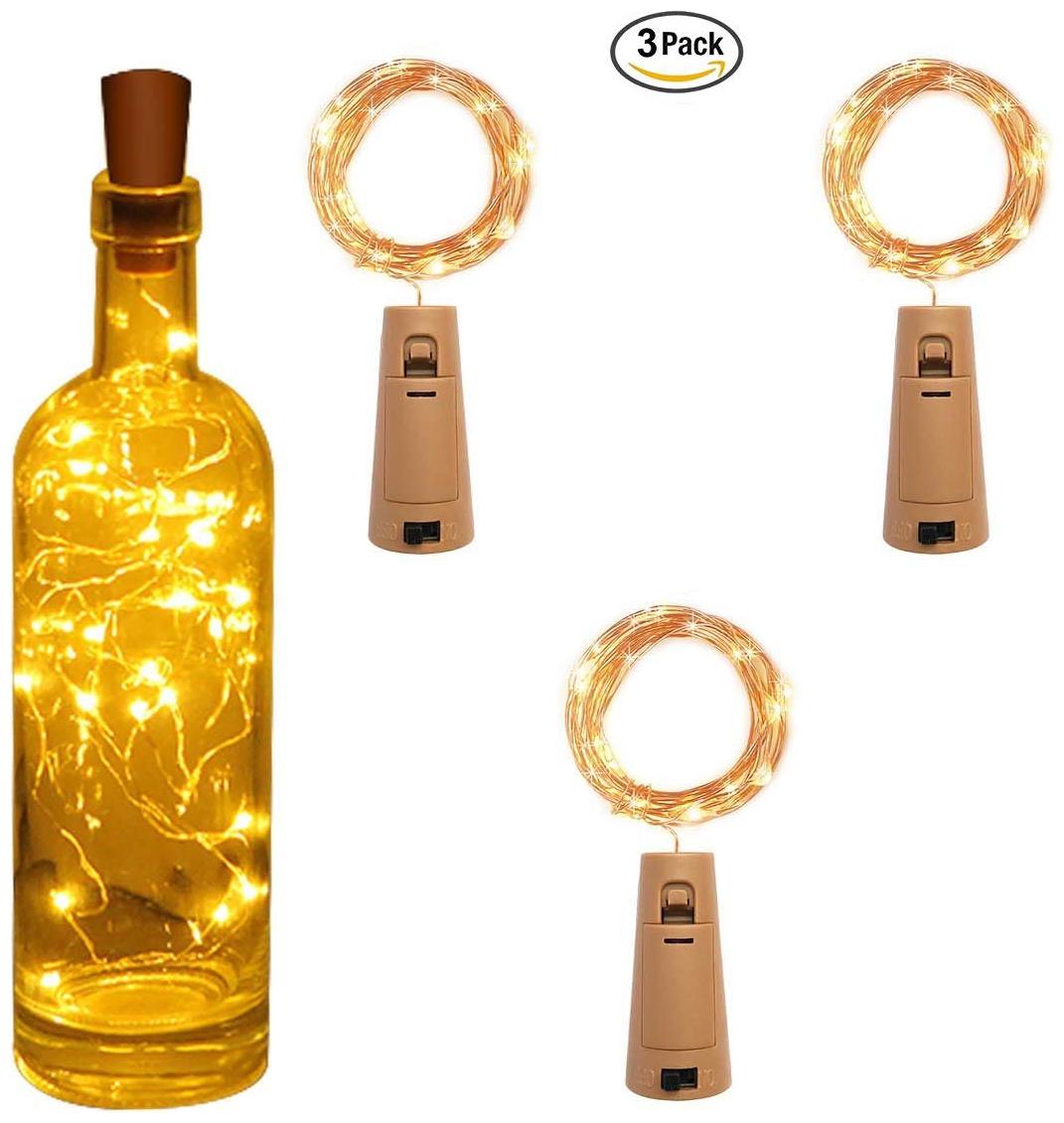 

Glowtronix Wine Bottle With Cork Lights Copper 20 Led For Diy Party Table Christmas Halloween Wedding Decoration (Set Of 3)
