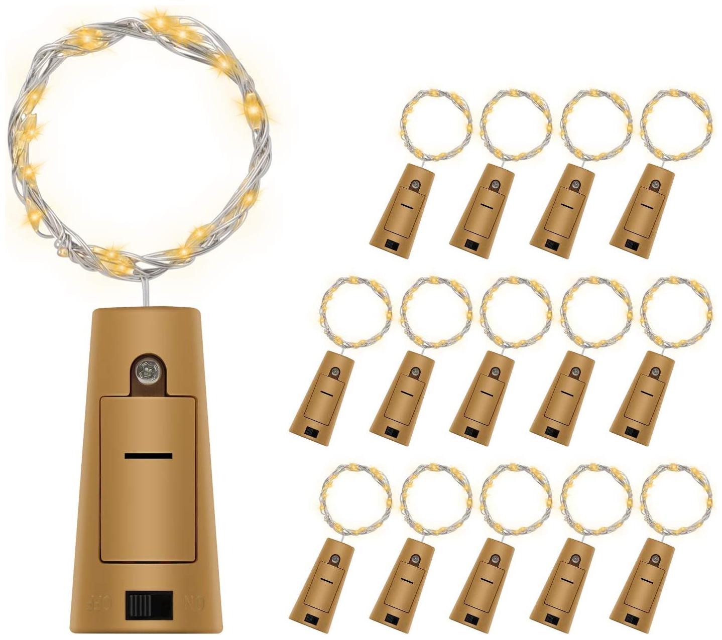 

Glowtronix Wine Bottle With Cork Lights Copper 20 Led For Diy Party Table Christmas Halloween Wedding Decoration (Set Of 14)