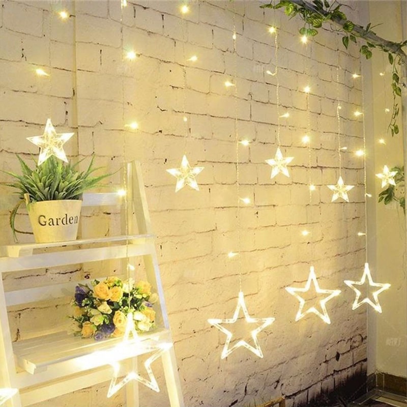 

Glowtronix Waterproof Twinkle Star Curtain Lights 12 Stars 138 LED Window String Lights- Set of 1