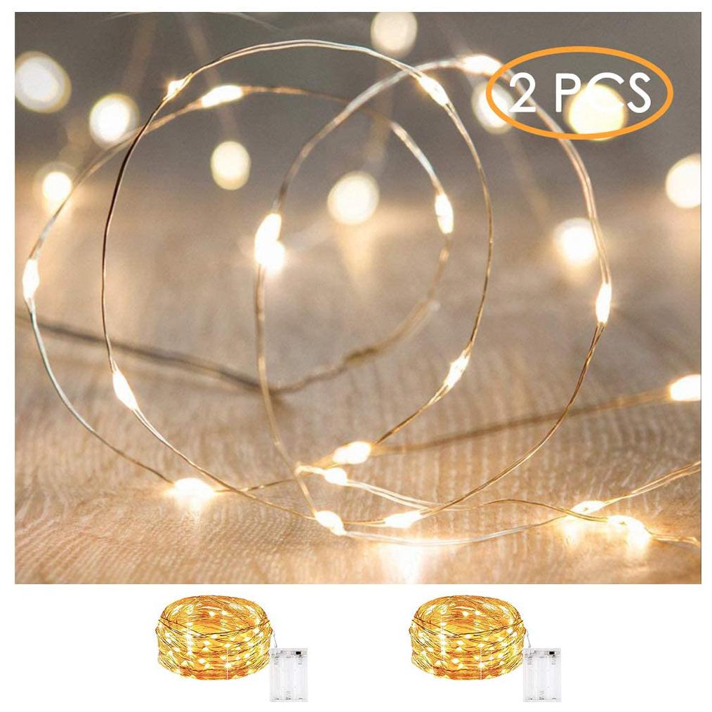 

GLOWTRONIXLed String Lights Waterproof 9 8ft led Fairy Lights Battery Operated for Wedding Home Garden Party Christmas Decoration Warm White (2pcs)