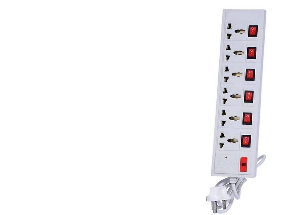 

GLUCKLICH EXTENSION BOARD Three Pin White Extension Board ( 3 5 m 6 Socket 6 Switches)