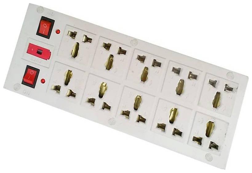 

GLUCKLICH EXTENSION BOARD Three Pin White Extension Board ( 3 5 m 10 Socket 2 Switches)