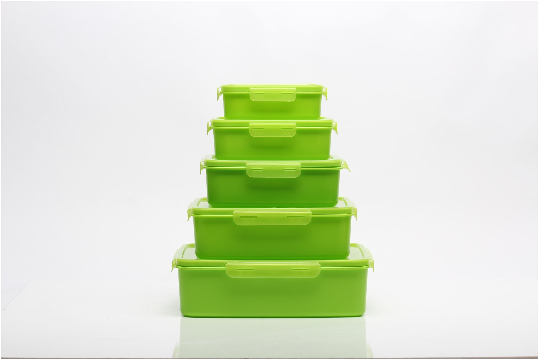 

Gluman 2500 ml Green Plastic Container Set - Set of 5
