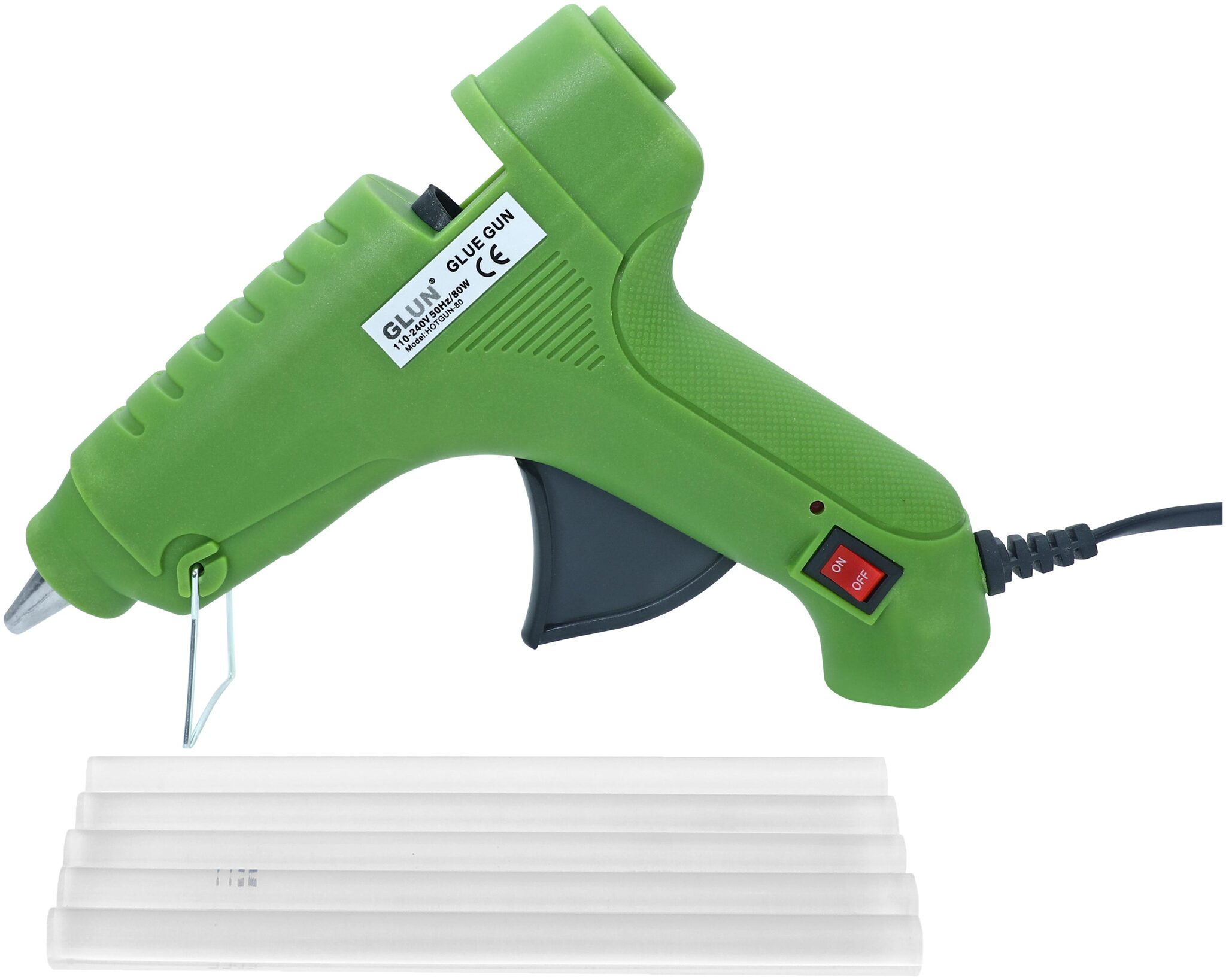 

GLUN Green Color 80 Watt Glue Gun with 5 Transparent Glue Sticks