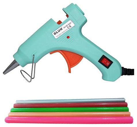 

GLUN Turquoise Color 20 Watt Mini Glue Gun with 5 Fluorescent Glue Sticks