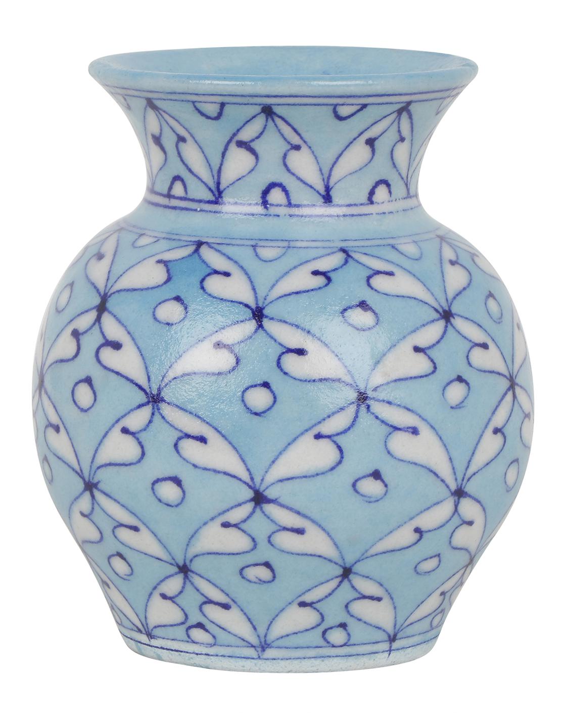 

GoBamboos Blue Art Pottery Flower Vase 4inch