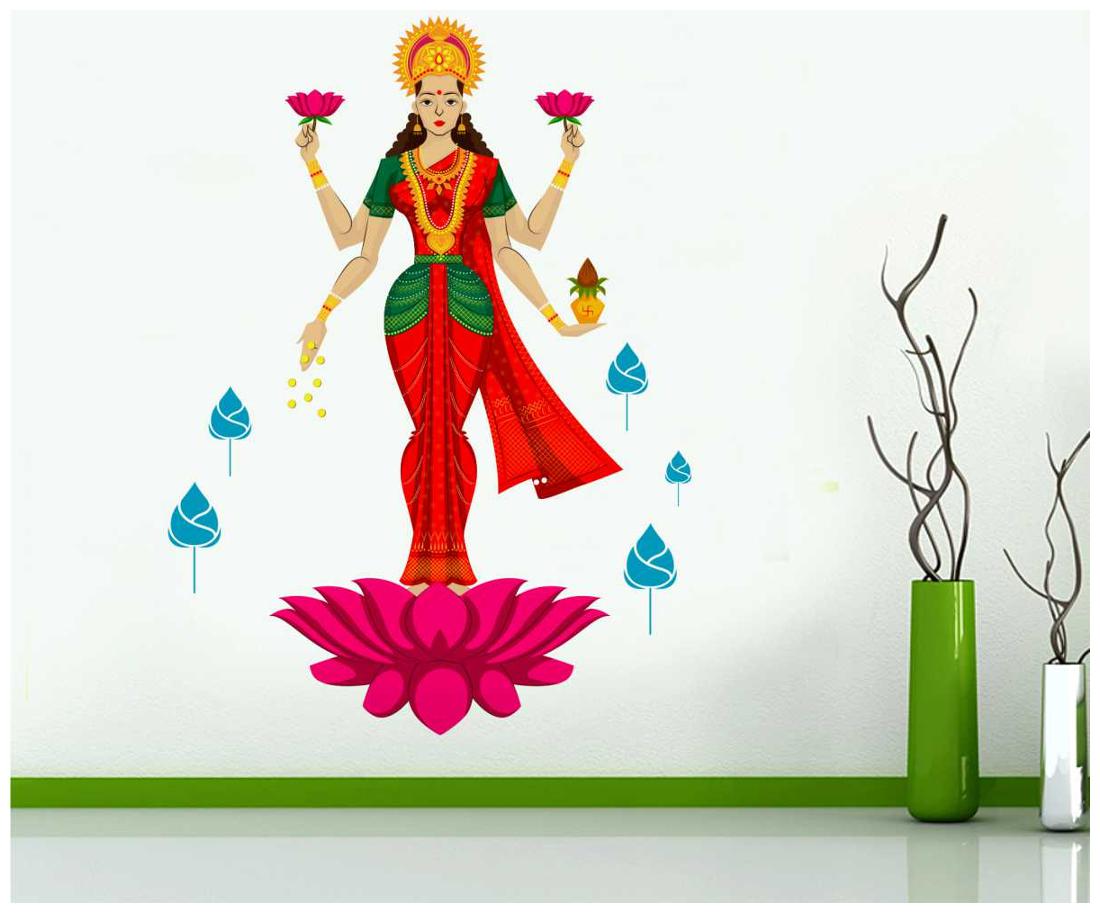 

Rawpockets Wall Stickers Goddess Lakshmi Maa Wall Decal Sticker