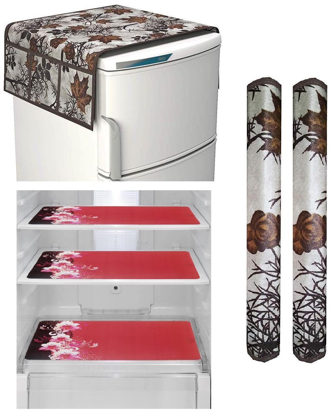 

Goel Home Decor Premium Quality Fridge Top Cover Fridge Handle Covers Fridge Mats-Set of 6