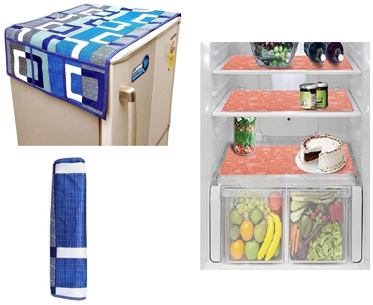 

Goel Home Decor Premium Quality Fridge Top Cover Fridge Handle Cover Fridge Mats-Set of 5