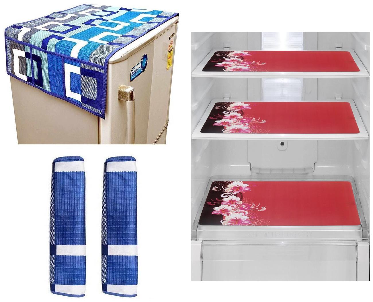 

Goel Home Decor Premium Quality Fridge Top Cover Fridge Handle Covers Fridge Mats-Set of 6