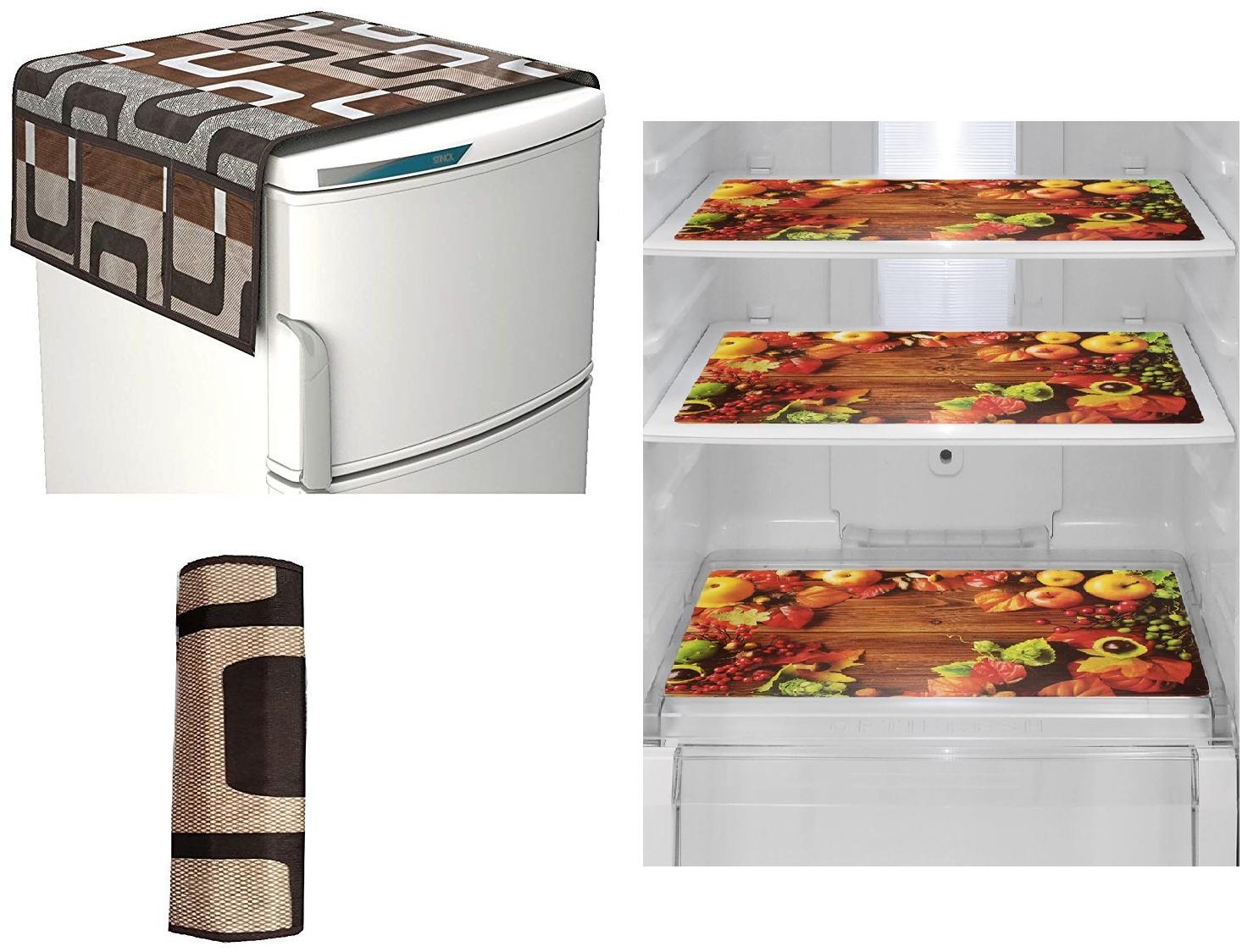 

Goel Home Decor Premium Quality Fridge Top Cover Fridge Handle Cover Fridge Mats-Set of 5