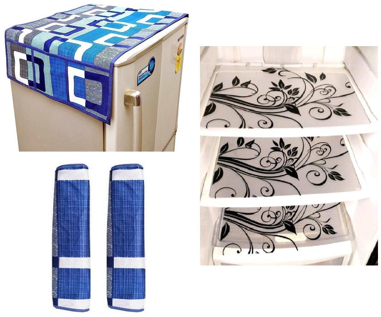 

Goel Home Decor Premium Quality Fridge Top Cover Fridge Handle Covers Fridge Mats-Set of 6