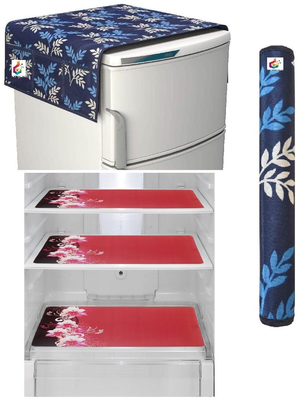 

Goel Home Decor Premium Quality Fridge Top Cover Fridge Handle Cover Fridge Mats-Set of 5