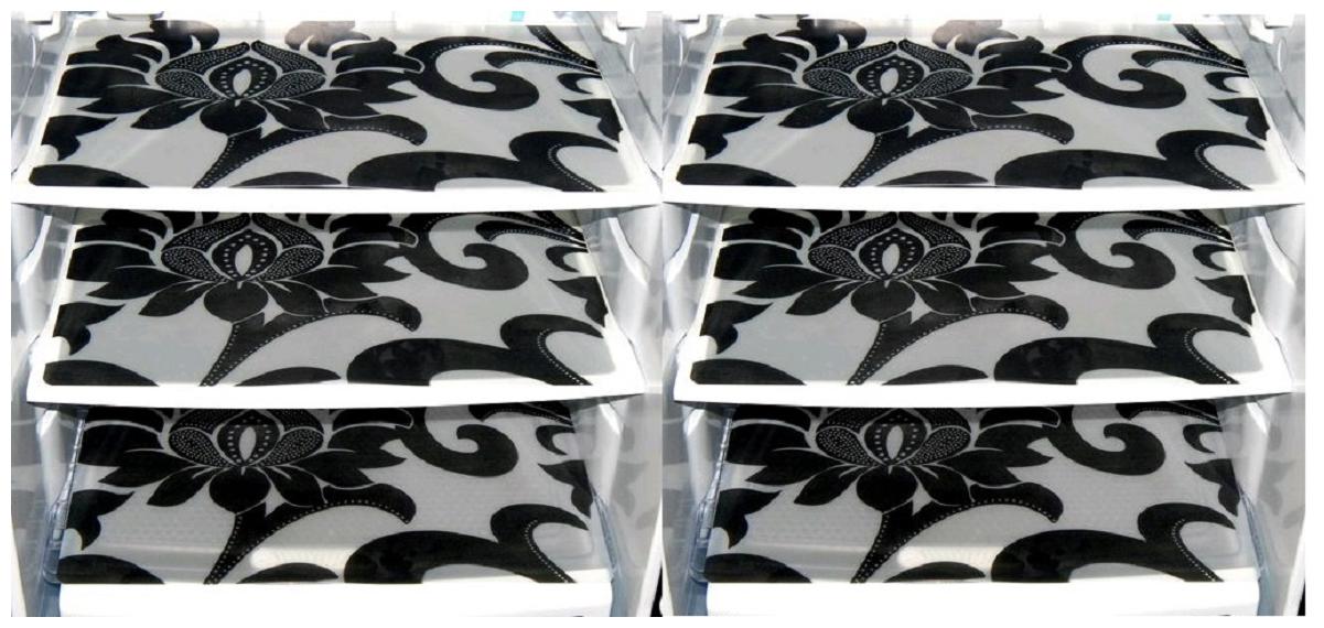 

Goel Home Decor Pack Of 6 Classic Black White Refrigerator Fridge Drawer Mats-11 5 inch 17 5 inch