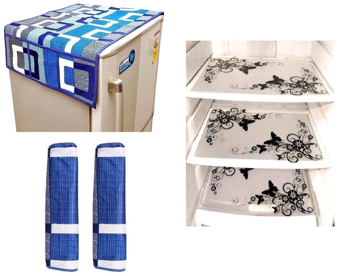 

Goel Home Decor Premium Quality Fridge Top Cover Fridge Handle Covers Fridge Mats-Set of 6